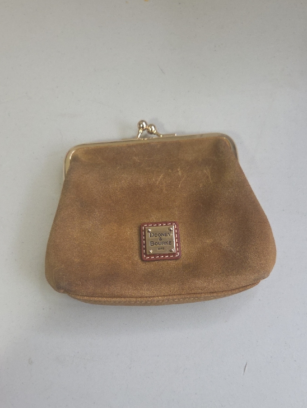 Dooney & Bourke Tan Suede Kiss-Lock Coin Pouch